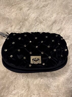 Twiggy London Black Quilted Studded Evening Clutch